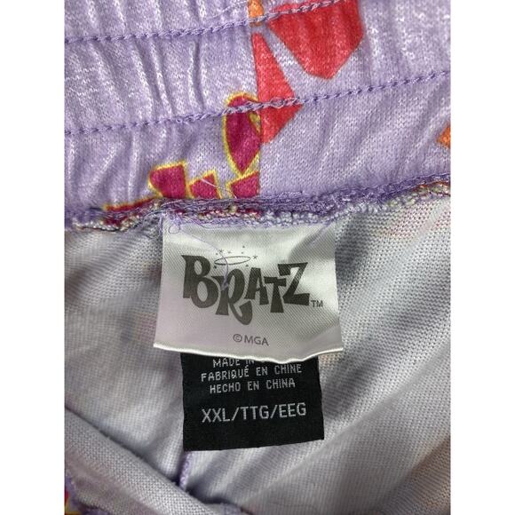 Bratz Women's Sleep Pajama Pants Sz XXL Purple Floral Fleece Pull On Cozy Boho - Picture 8 of 10